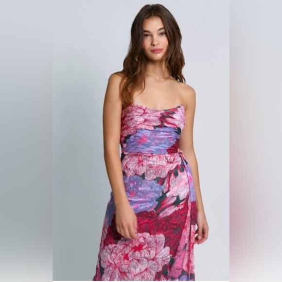 Hutch Julietta Strapless Chiffon Side-Slit Column Gown Size 10 Anthropologie - Picture 2 of 13